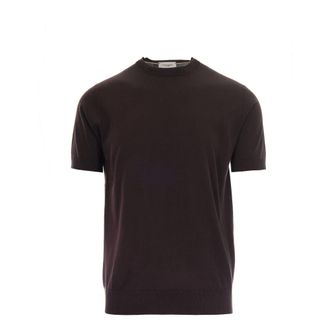 Paolo Pecora T-Shirts, male, Brown, Size: 2XL Crew-neck Knit T-shirt