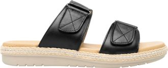 Flexi Leather Two-Strap Sandals In Black