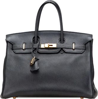 Herm&egrave;s Borsa a mano Birkin Retourne 35 in pelle Togo 2004 - Nero