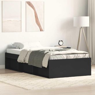 vidaXL Estructura De Cama Individual Sin Colch&oacute;n Negro 75x190 Cm Vidaxl