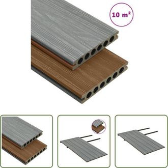 vidaXL Decking WPC - Listoni Decking WPC con Accessori Marroni e Grigi 10 m&sup2; 2,2 m