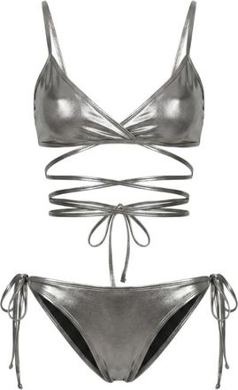 The Attico Coated Bikini Set - Dames - Bikinis - Grijs - L - Polyester - Badmode