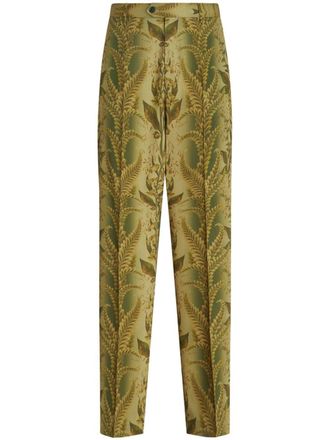 Etro Foliage-jacquard tailored trousers - Green