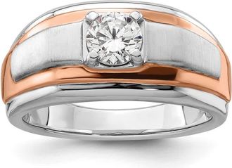 Diamond2Deal 14k Two-tone Lab Grown Diamond Wedding Band Ring 3/4Ct Clarity- VS Color- G-H