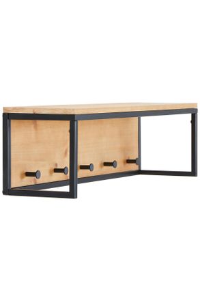 MID.YOU Mid.you Wandgarderobe, Naturfarben, Schwarz, Holz, Metall, Tanne, vollmassiv, 79x22x20 cm, Bsci, Garderobe, Garderobenpaneele, Wandgarderobe