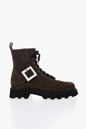 Roger Vivier Anfibi in Suede con Zip Laterale Roger Vivier