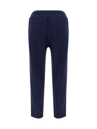 Brunello Cucinelli Mens Sweatpants Cobalt Blue-Dark Grey Cotton Trousers Blue/dark