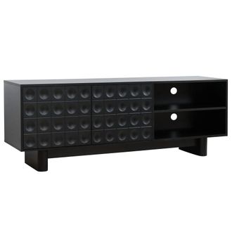 Oviala Mueble de TV rectangular con 2 puertas, L160 cm, negro