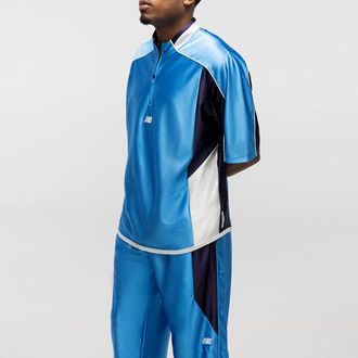 New Balance Uomo Basketball Warmup Shooting Top in Blu, Cotone, Taglia L