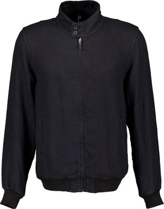 120% Lino zip-up linen bomber jacket - men - Linen/Flax - S - Black