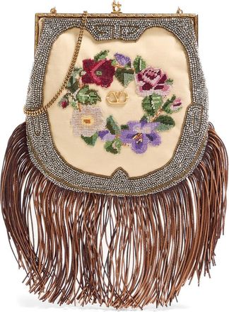 Valentino Garavani Fringe Minaudière Handbag in Natural/Multi/Maple at Nordstrom