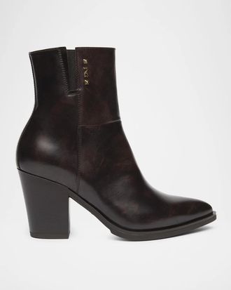 Nero Giardini 80mm Leather Western Ankle Boots