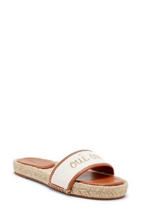 Cinq &agrave; Sept Josephine Embroidered Espadrille Slide Sandal in Natural/Cognac at Nordstrom Rack, Size 7Us / 37Eu