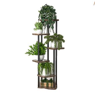 OEM Estanter&iacute;a De Madera Para Plantas Y Flores, Organizador De Almacenamiento, Lsb-6 Niveles-negro