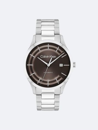 Calvin Klein Mens Automatic H-Link Bracelet Watch - Brown - OS