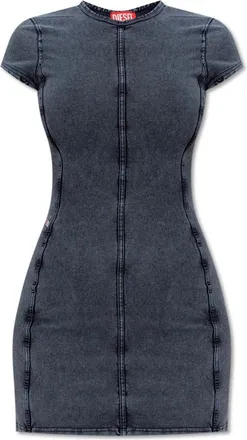 Diesel Kleedjes, Dames, Grijs, S, Denim, Jurk D-Cupsleeves