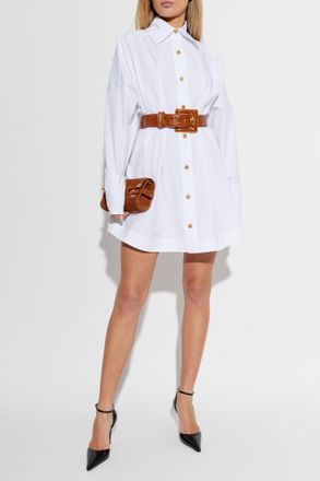 Balmain Dress Tapered At The Waist, Womens, White