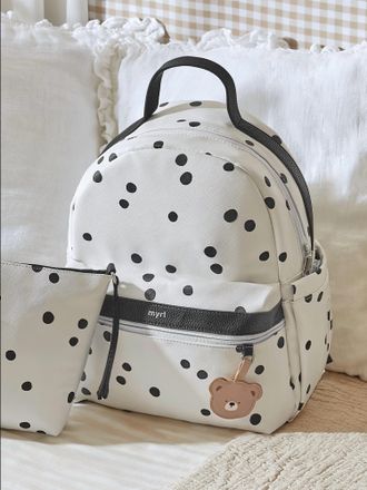 MAYORAL Womens Baby Backpack In Black Polka Dot Print