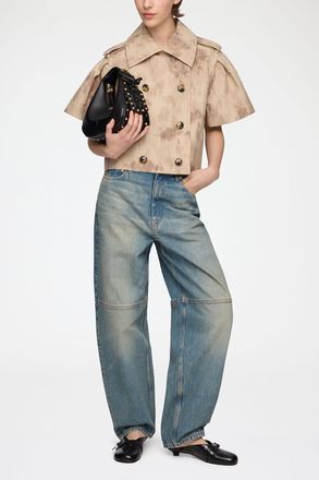 Ganni Warm Sand Jacket in Printed Cotton - Size 34 Organic