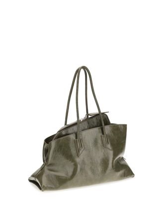 The Attico Womens Shoulder Bag La Passeggiata Calf Leather Patent Green