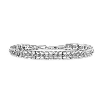 House of Brilliance Silver 1.00 Ctw Diamond Double-Link Tennis Bracelet in White at Nordstrom