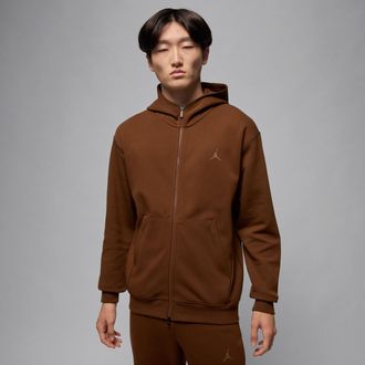 Nike Jordan Mens Jordan Sport Hoop Fleece Dri-FIT Full-Zip Hoodie in Brown | FV8602-259