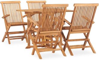 vidaXL 5 Pcs Conjunto De Cenas Plegables Para Teca S&oacute;lida - 342736