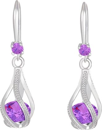 Generic Sterling Silver Drop Earrings For Women, Twisted Linear Drop Earrings Sterling Cubic Zirconia Dangly Earring Twisted Hypoallergenic Earring For Sensit