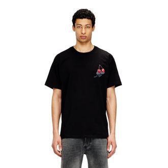 Diesel Cotton T-shirt with cherry graphic - T-Shirts - Unisex - Black