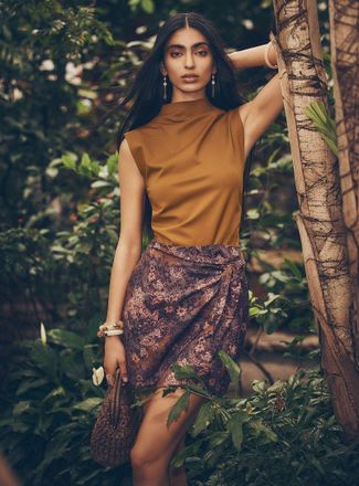 Icone Womens Printed side-tie wrap miniskirt