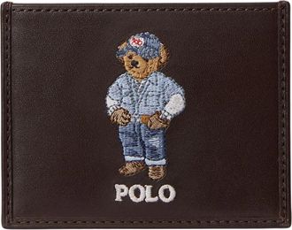 Ralph Lauren Polo Bear Leren Kaarthouder - Heren - Portefeuilles - Bruin - ONE Size - Leer - Accessoires
