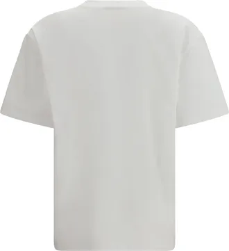 Ganni Womens Beaded Tiger T-Shirt Bright White Cotton T-Shirts And Polos