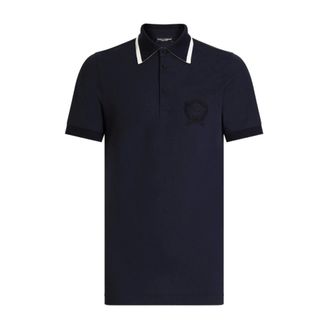 Dolce & Gabbana Polo Shirts, male, Blue, Size: XL Silk Polo Shirt