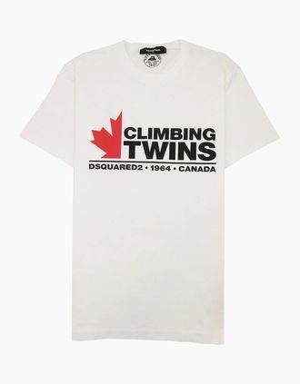 Dsquared2 Mens Dsquared2 Climbing Twins T-shirt White - Size: 44