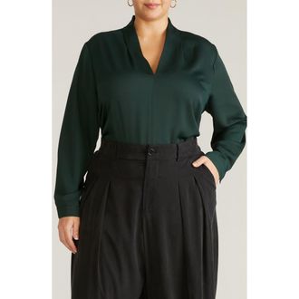 Universal Standard Cambria Pebble Georgette Top in Scarab Green at Nordstrom, Size Xs