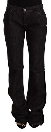 Gianfranco Ferre Womens Black Mid Waist Cotton Denim Straight Boot Cut Jeans - Size 28 (Waist)