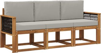 vidaXL Conjunto De Sof&aacute;s De Exterior 3 Uds. Natural Y Gris Claro Vidaxl