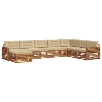 vidaXL Conjunto De Sof&aacute;s De Exterior Con Coj&iacute;n 8 Pcs Natural Y Beige Vidaxl