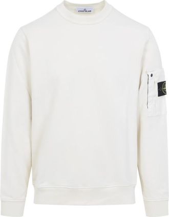 Stone Island Ivory Crewneck Logo Patch Sweatshirt