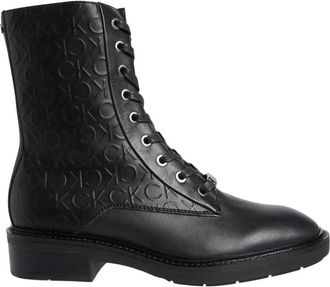 Calvin Klein Schoenen, Dames, Zwart, 36 EU, Leer, Combat enkellaarsjes