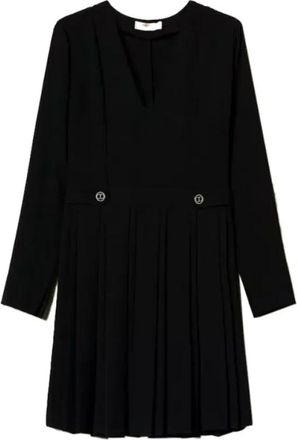 Twinset Short Dresses, female, Black, Size: XL Black Pleated Mini Dress