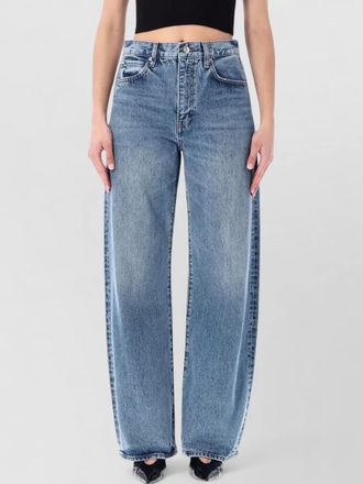 Frame Denim wide leg five pocket belt loop trousers
