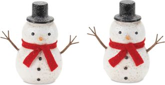 Melrose International Glittered Snowman Figurine (Set of 6) - White, Red