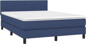 vidaXL Cama Box Spring Con Colch&oacute;n Tela Azul 140x190 Cm Vidaxl