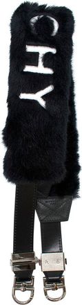 Givenchy Black Faux Fur and Leather Logo Bag Strap