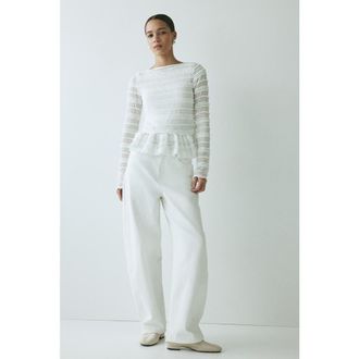 H&M Smocked Top in White at Nordstrom, Size Xx-Large