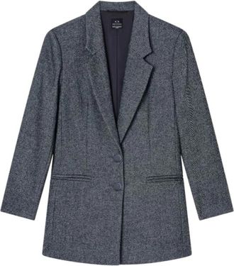 A|X Armani Exchange Double-breasted Herringbone Jacket - Dames - Blazers - Grijs - S - Wol - Jassen