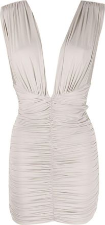 Alex Perry V-neck draped minidress - women - Nylon/Spandex/Elastane - 8 - Grey