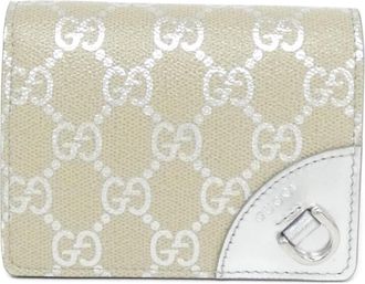 Gucci Silver Light Beige Coated Canvas Leather Coin Purse/Coin Case (Pre-Owned)