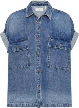 One Teaspoon Denim korte mouw oversized overhemd - Dames - Spijkeroverhemden - Blauw - M - Denim - Overhemden